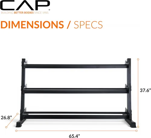 Vista 4 de CAP 280 LB, 550 LB, 1200 LB Dumbbell Set with Horizontal 2-3 Tier Rack, Rubber Hex Free Weights, Home Gym Weight Set for Strength Training