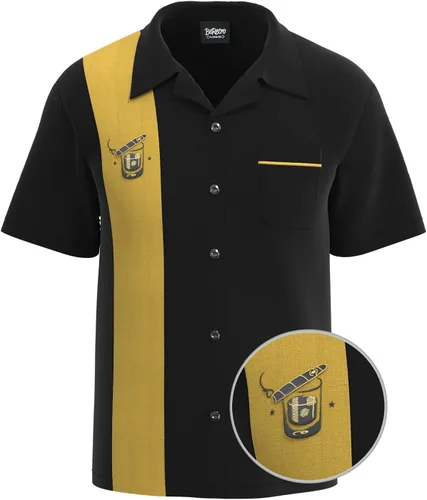 Vista 2 de BeRetro Cigar - Camisa para hombre, estilo retro, bordada, estilo cubano