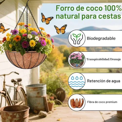 Vista 3 de Halatool Paquete de 2 revestimientos de coco de 12 pulgadas para cestas