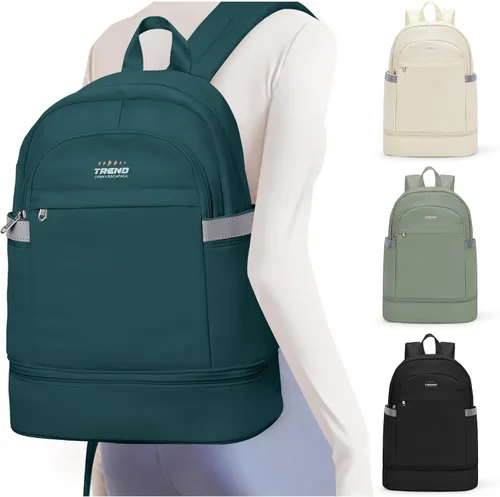 Vista 17 de coofay Mochila de gimnasio para mujer, bolsa de gimnasio con compartimento beige (A-Beige)