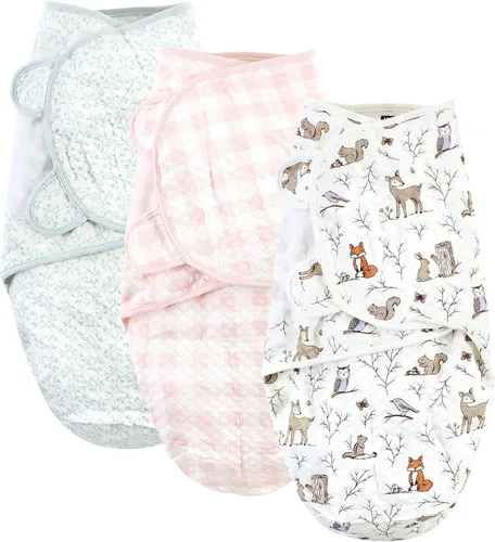 Vista 16 de Hudson Baby Envoltura de algodón acolchada unisex para bebé, 3 unidades, bosque de niños, 0-3 meses