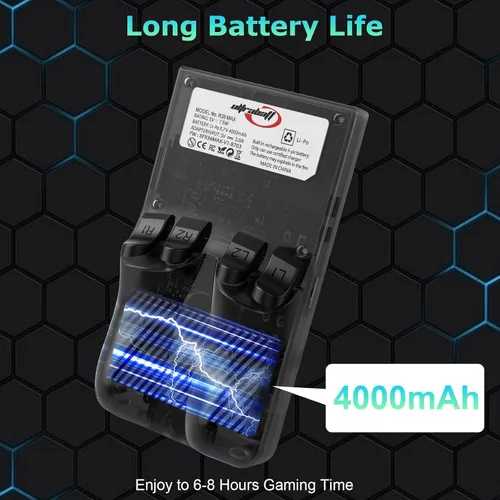 Vista 4 de R36MAX - Consola de juegos portátil, batería incorporada de 4000 mAh, pantalla de cristal IPS 4K HD de 4 pulgadas, soporta más de 18000 juegos Azul