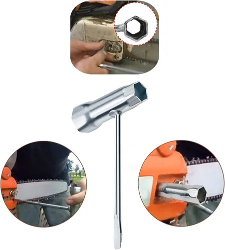 Vista 4 de Llave en T de 0.512 in por 0.748 in y destornillador Torx T27 para motosierras Stihl Makita Husqvarna Dolmar Partner Echo Jonsered Poulan John Deere