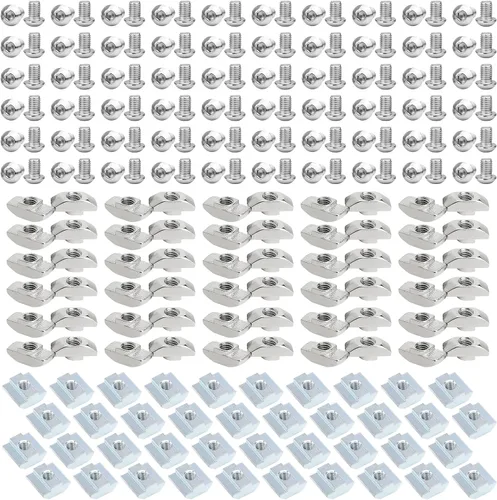 Vista 8 de Kit de 240 tornillos de tuercas en T M5 para extrusión de aluminio de la serie 2020, kit de tuercas de tornillo de ranura de 0.236 in, 120 tornillos