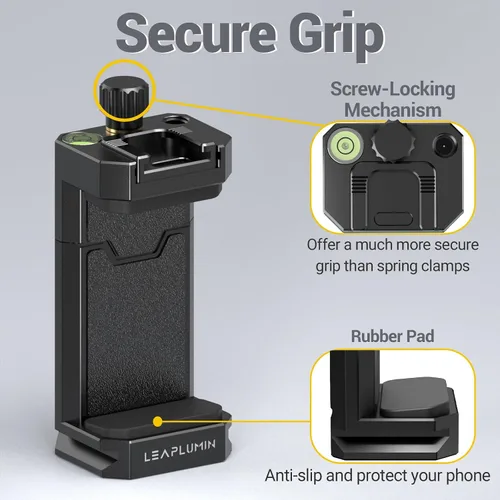 Vista 3 de Soporte de trípode para teléfono con zapata fría deslizante, adaptador universal de montaje para teléfono inteligente con tornillo estándar de 1/4