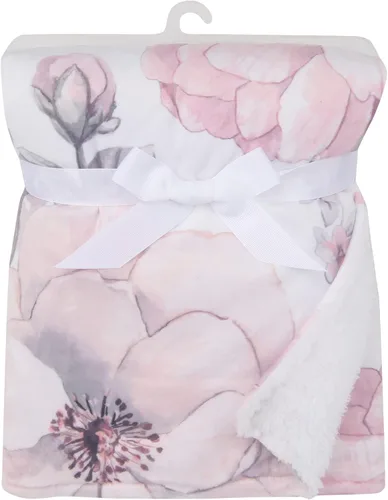 Vista 5 de Lambs & Ivy Manta de bebé botánica acuarela floral rosa polar bebé
