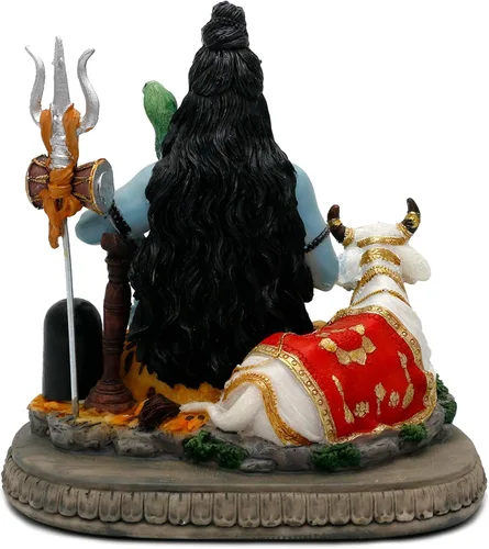 Vista 9 de alikiki Estatua de Dios indio Señor Shiva – Regalos para indio hindú de 6.7 pulgadas de alto, ídolo Shiva con vaca, regalos de regreso indio