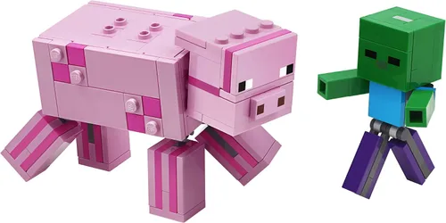 Vista 2 de LEGO Minecraft Pig BigFig and Baby Zombie Character 21157 - Figura de animal de juguete para niños para niños (159 piezas)