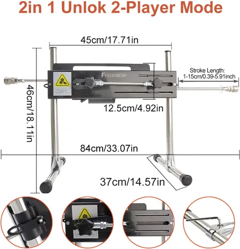 Vista 7 de FREDORCH Máquina sexual premium, versión con cable, doble carrera de varilla de 1.2 in a 5.9 in, longitud telescópica ajustable con accesorios