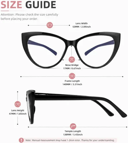 Vista 6 de TEAPLMTT Paquete de 2 lentes de bloqueo de luz azul de ojo de gato para mujer, marco TR90 de moda, antirayos azules, lentes de computadora