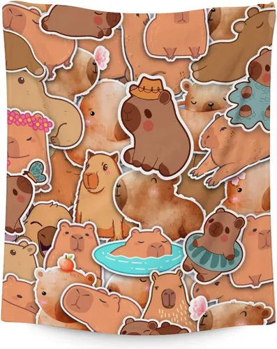 Vista 15 de Capybara - Manta de regalo de 30 x 40 pulgadas, manta de franela de felpa suave y cálida para sofá, cama y sofá