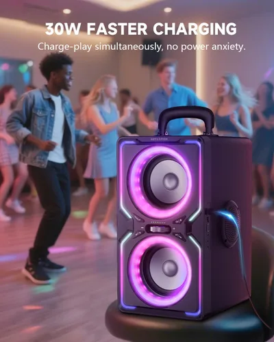 Vista 7 de Hotlemon Altavoz Bluetooth grande: 240 W pico potente sonido fuerte con graves profundos, tiempo de reproducción de 15 horas, carga rápida, TWS