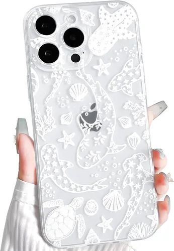 Vista 26 de NITITOP Funda para iPhone 13 Clear Sea Animal - Pez negro Pescado Negro