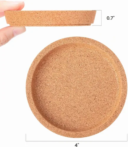 Vista 2 de 18 posavasos de corcho a granel de 4 pulgadas, redondos, a prueba de fugas, posavasos de corcho para bebidas, reutilizables, absorbentes