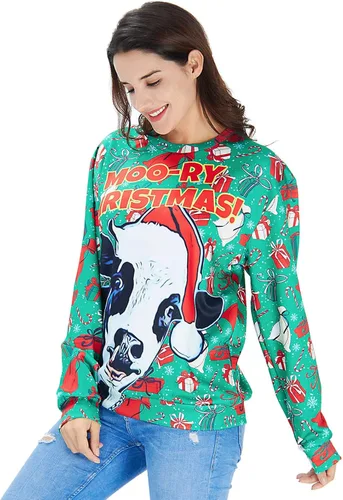 Vista 4 de Leapparel Suéter feo de Navidad para hombre y mujer, sudadera divertida de manga larga