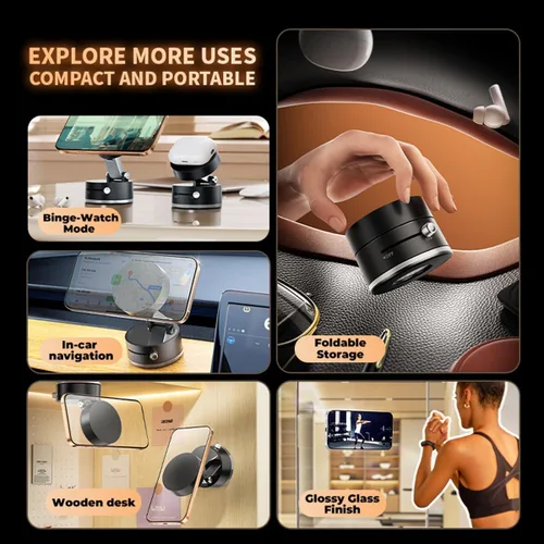 Vista 9 de Mayten Soporte magnético para teléfono, soporte de teléfono con aspiradora+diseño de gel TPU para todas las superficies, soporte de coche con fuerte