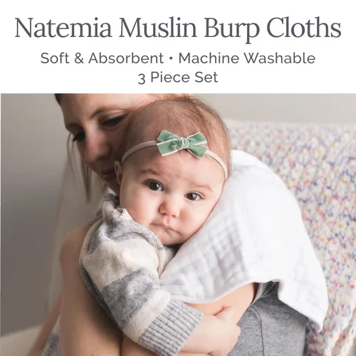 Vista 2 de Natemia Paños de muselina ultra suaves para eructos, grandes, súper absorbentes, para recién nacidos, lavables a máquina para babas y desordenes