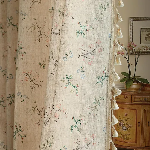 Vista 36 de Cortinas florales de granja semiopacas para sala de estar, de 63 pulgadas de largo, mezcla de lino y algodón, paneles de cortina de ventana cortos