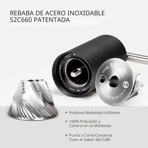 Vista 3 de TIMEMORE Chestnut C3S Pro Molinillo de Café Manual, Molinillo de Café de Rebaba Cónica de Acero Inoxidable S2C, Molinillo de Café de Mano con Mango