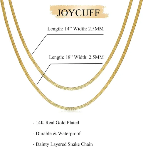 Vista 5 de JoycuFF Collar de oro para mujer, delicado collar de gargantilla en capas para mujer, caja de clip de serpiente, cuerda Figaro, collar de cadena