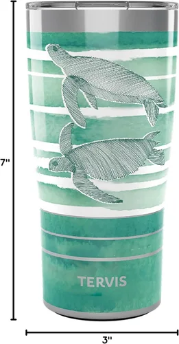 Vista 9 de Tervis Traveler Guy Harvey Freeswim Turtle - Vaso aislado de triple pared para viaje mantiene las bebidas frías y calientes, 20 onzas, acero Acero
