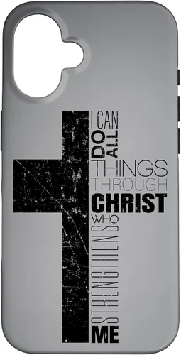 Vista 31 de iPhone XS Max Negro Cristiano Cruz Religiosa Biblia Verso Filipenses 4 13 Caso