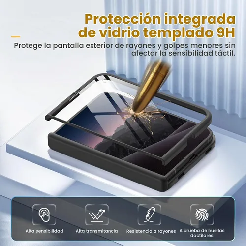 Vista 5 de Funda magnética para iPhone Duo con protección de bisagra, compatible con Negro