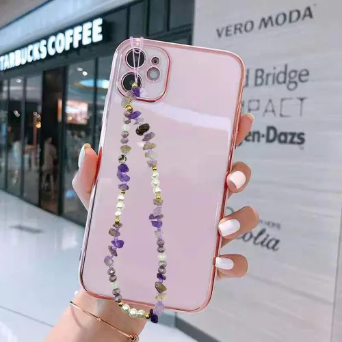 Vista 3 de 6 dijes con cuentas para teléfono, correas con cuentas de frutas, estrellas, perlas falsas y arcoíris, cadenas de teléfono con cuentas para cámara