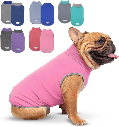 Vista 19 de cyeollo Paquete de 2 suéteres de forro polar para perro, chaleco cálido reflectante para perro, abrigo elástico para perro, chaqueta de invierno