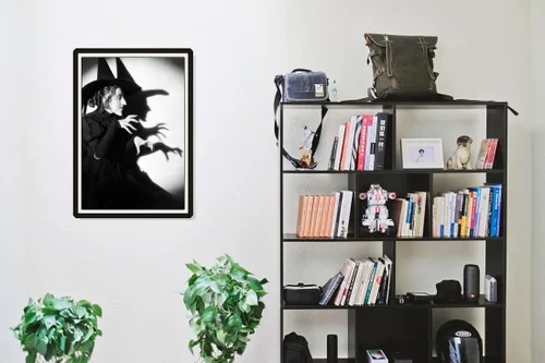 Vista 4 de Póster de la bruja malvada del oeste, el mago de onzas Película clásica de Hollywood, blanco y negro, decoración del hogar, arte de pared