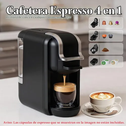 Vista 2 de Cafetera de cápsulas 4 en 1 de 19 bar, diseño compacto de preparación rápida caliente/fría, máquina de café espresso individual para cápsulas K Cup