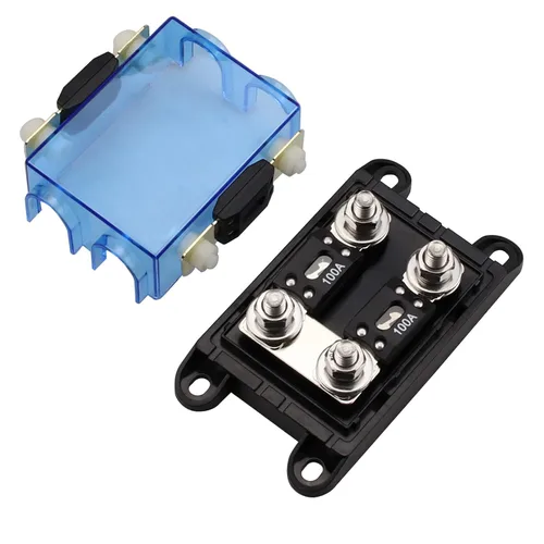 Vista 2 de Portafusibles MEGA/AMG de 2 vías con paquete de 4 fusibles atornillados 100A para reparación de automóviles, posicionamiento