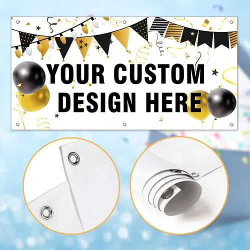 Vista 4 de Pancartas y letreros personalizados personalizados de graduación y cumpleaños con texto fotográfico, para decoraciones de fiestas, negocios, rojo