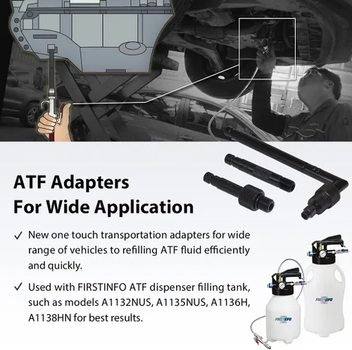 Vista 2 de FIRSTINFO A1132A5 - Adaptador de llenado de transmisión de repuesto ATF totalmente metálico, relleno de líquido de transmisión automática compatible