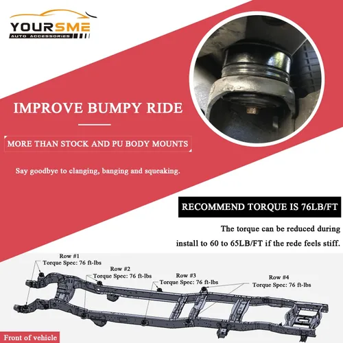 Vista 5 de Kit de montaje de cuerpo de silicona para Ford Super Duty F-250 / F-350 Crew Cab 2008-2016 (8 unidades), kit de bujes de montaje en cuerpo