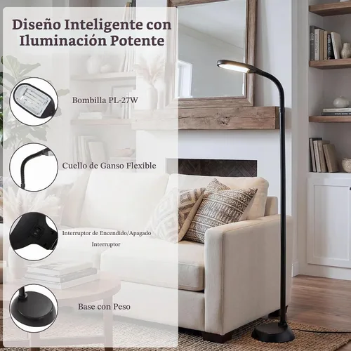 Vista 3 de Lavish Home - Lámpara de pie con luz solar y cuello de cisne ajustable