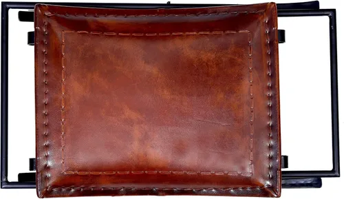Vista 7 de cuero Melton - Taburete de cuero con costura lateral clásica (marrón)