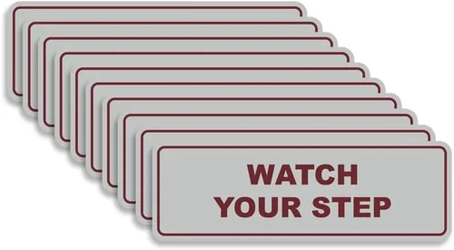 Vista 56 de Signs ByLITA Letrero estándar para pared o puerta con texto en inglés «Watch Your Step», señalización de salud y seguridad (negro), mediano