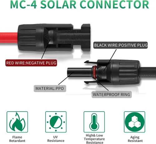 Vista 5 de SIYAN Cable de extensión solar de 3 pies 10 AWG con conector hembra y macho adaptador de cable solar resistente a la intemperie para paneles