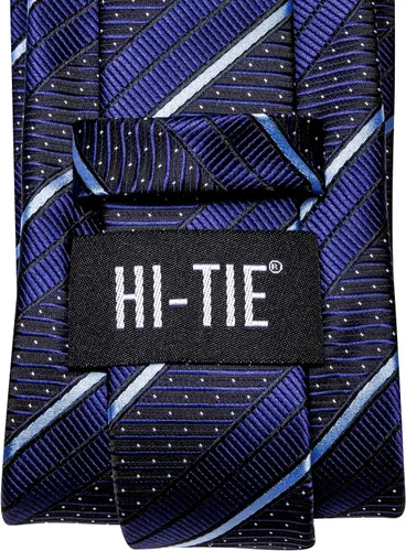 Vista 261 de Hi-Tie Corbatas de seda para hombre, diseño de cachemira a rayas, con bolsillo, gemelos cuadrados, conjunto formal de negocios