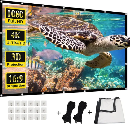 Vista 8 de Pantalla de proyector frontal trasera 4K 16:9 HD, plegable, de doble cara, portátil para cine en casa (60 pulgadas)