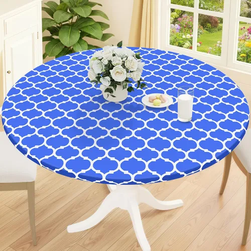 Vista 31 de Smiry Mantel redondo de pícnic, fundas de mesa elásticas impermeables para mesas de 18 a 24 pulgadas, manteles de vinilo con parte trasera