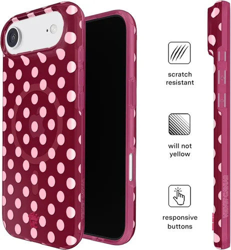 Vista 1410 de VELVET CAVIAR Funda para iPhone 15, compatible con MagSafe, probada contra caídas de 10 pies, fundas protectoras de diseño, leopardo color rosa