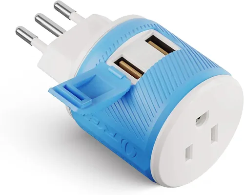 Vista 10 de OREI Adaptador de enchufe para viajes a Sudáfrica, Botsuana, Namibia con doble USB - Entrada EE. UU. - Tipo M (U2U-10L), Funcionará con teléfonos