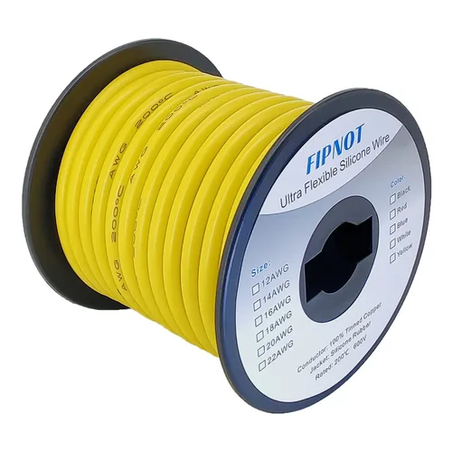 Vista 36 de Cable de 8 AWG Alambre Calibre 8 de Silicona - Carrete Negro de 25 pies, Alambre de Cobre Estañado Trenzado Extra Flexible 8AWG para Soldadura 200℃