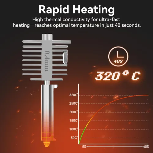 Vista 6 de Boquilla de acero endurecido Hotend A1/A1 Mini/A2L de intercambio rápido Extremo caliente de estructura integrada de alta temperatura y velocidad