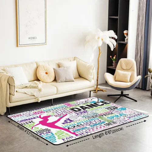 Vista 3 de Alfombra decorativa de bailarina para interiores, tapete de ballet y danza, fundas de cojín, elegante alfombra de área de bailarina de 3 x 5 pies