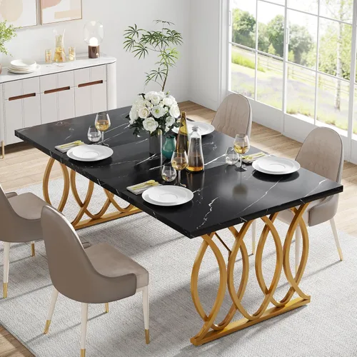 Vista 6 de Tribesigns Mesa de comedor moderna, mesa de cocina grande de 63 pulgadas para 4-6 personas, mesa rectangular única de cocina y comedor con mesa
