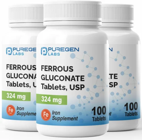 Vista 12 de Puregen Labs Gluconato Ferroso 324 mg [Alta Potencia] Suplemento de Hierro, Suave para el Estómago - 100 Tabletas