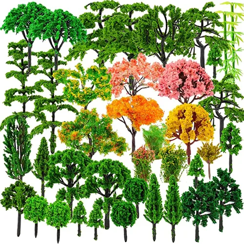 Vista 8 de FUNSHOWCASE Árboles modelo con tabla de espuma, césped para jardín de hadas, paisaje, paisaje, tren, arquitectura, decoración de edificios, juego